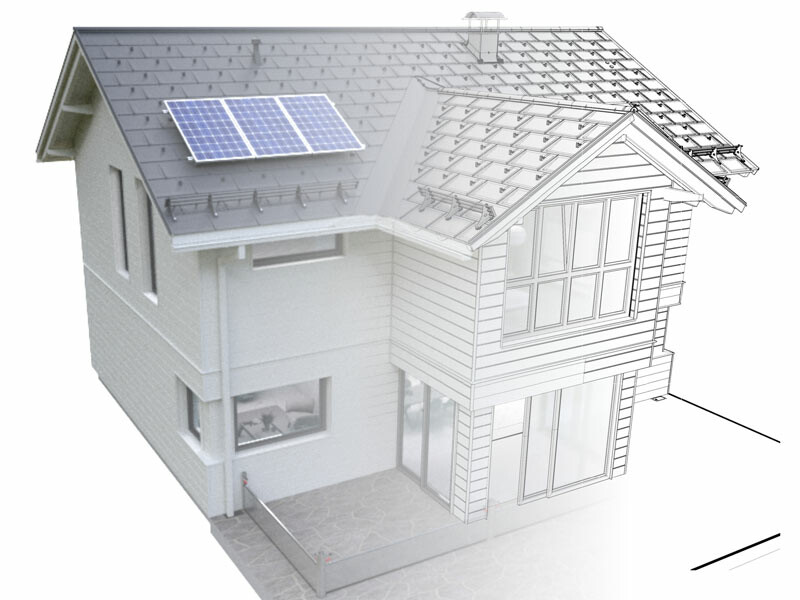Modell eines Hauses, dargestellt mit 3D und BIM-Daten sowie einer Textur