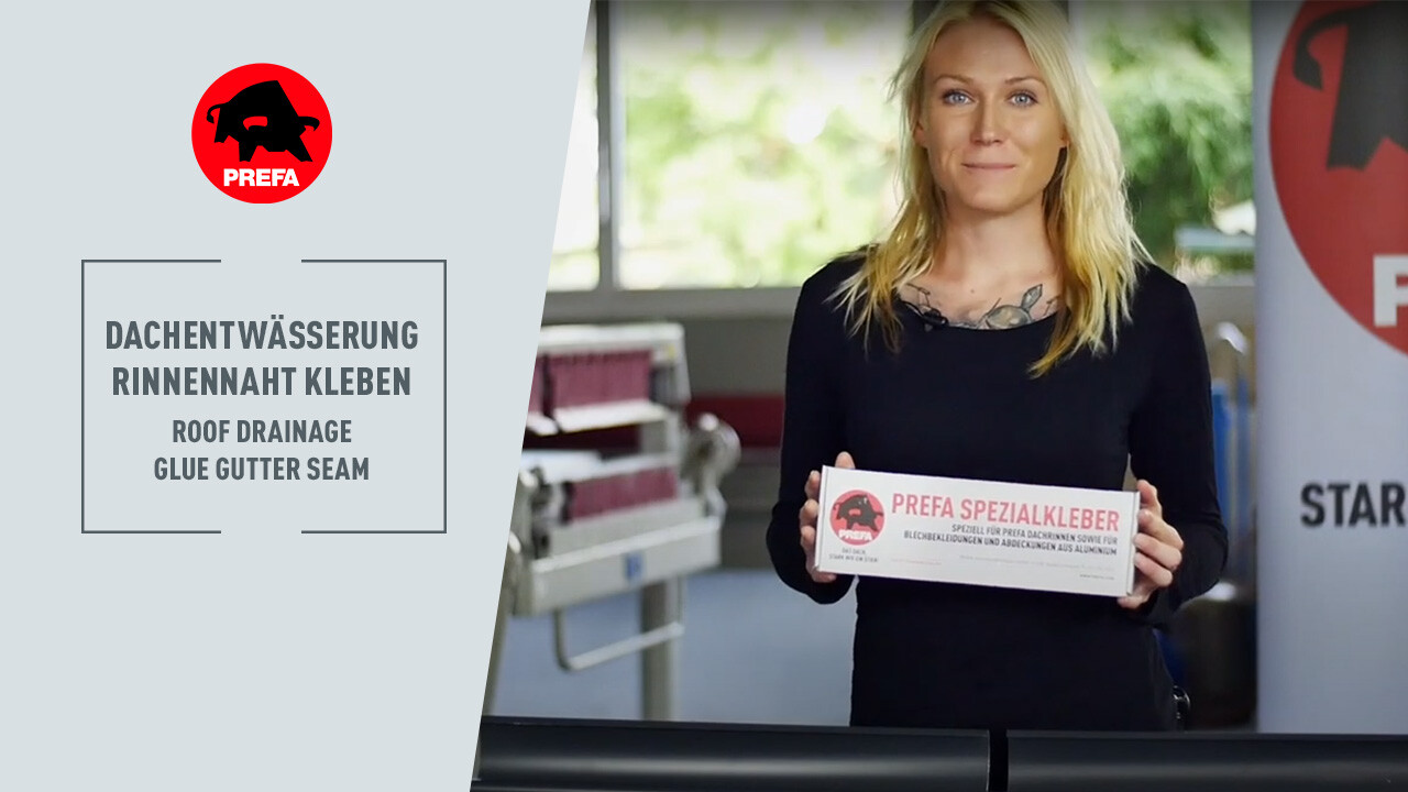 Sličica za Youtube video kanala PREFA Akademije "lijepljenje spoja žlijebova"