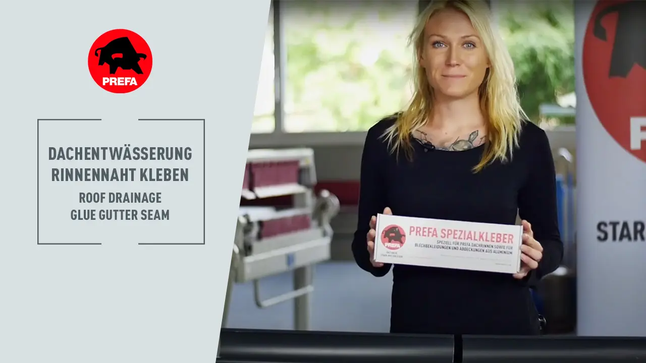 Sličica za Youtube video kanala PREFA Akademije "lijepljenje spoja žlijebova"