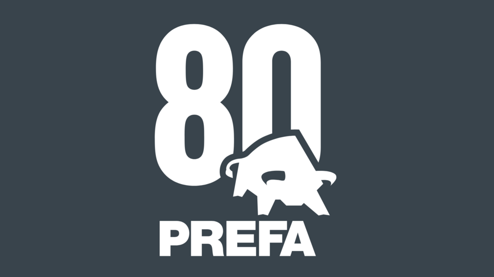 Logotip „80 godina PREFA“ bez slogana