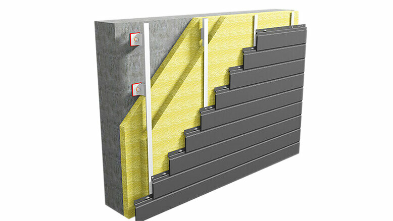 Zidna konstrukcija s PREFA kazetama Siding (horizontalno položenim) na aluminijskoj potkonstrukciji