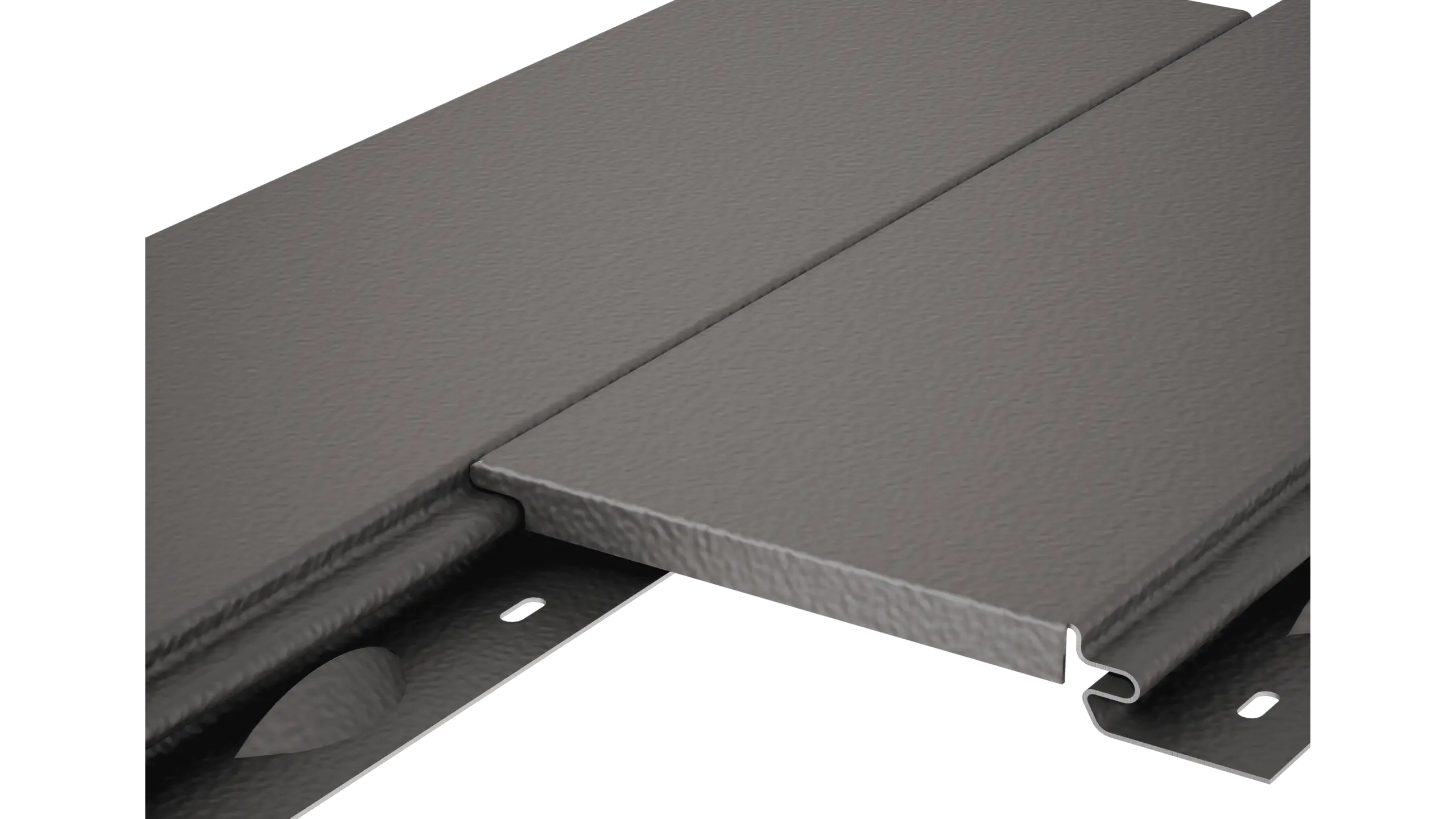 PREFA Siding fasadna kaseta bez naglašene fuge s stucco površinom, kao strukturirani aluminijski fasadni panel u sivoj boji.