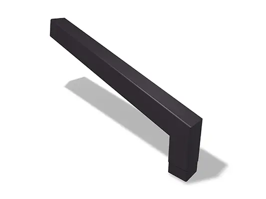 PREFA kvadratni cijevni koljen 72° (dugi), dostupan u veličinama 80 i 100 mm, s dimenzijama 1000 x 196 mm (vidljivi).