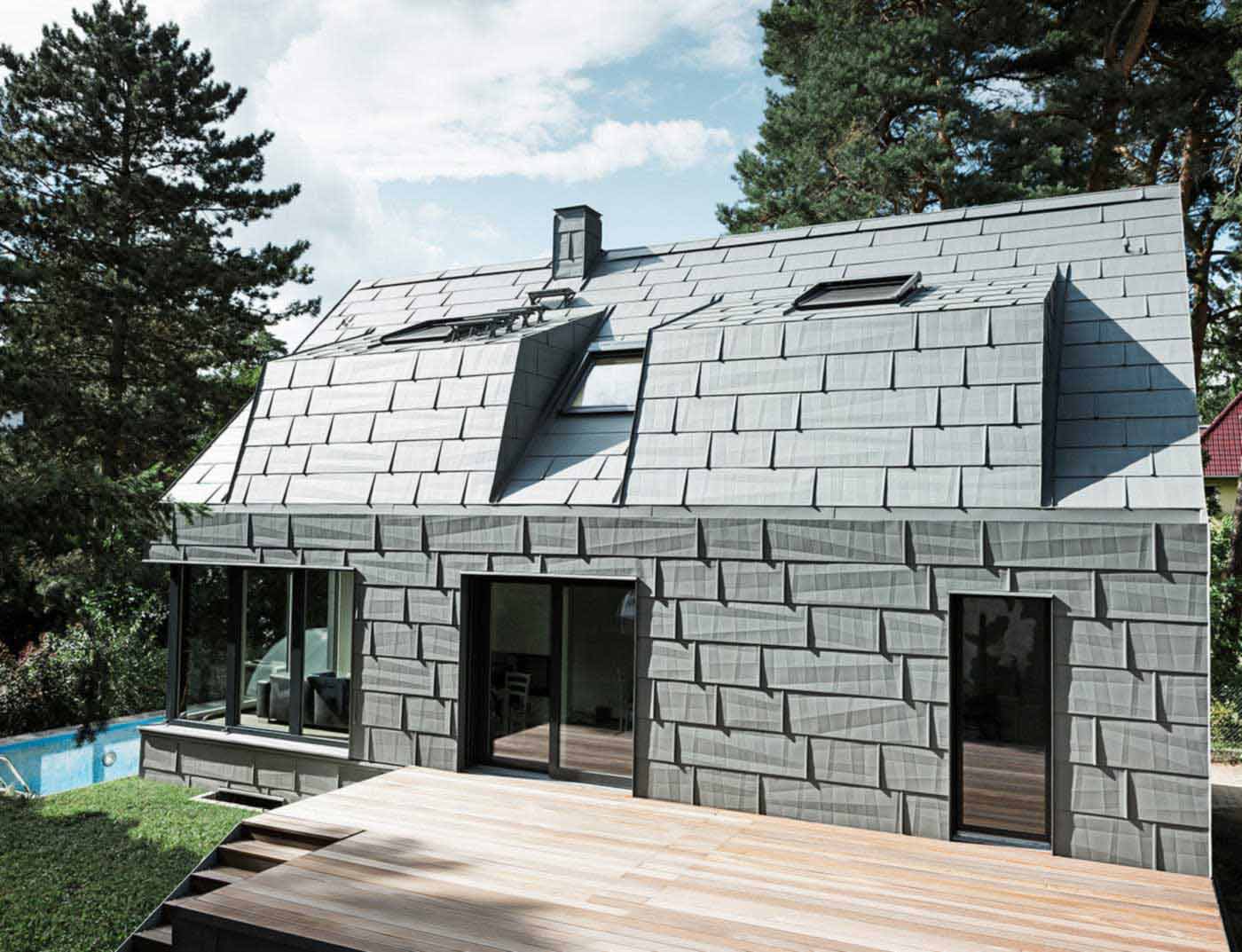 Referentni objekti PREFA Krovni sustavi Krovni panel FX.12 07 P.10 svijetlo siva