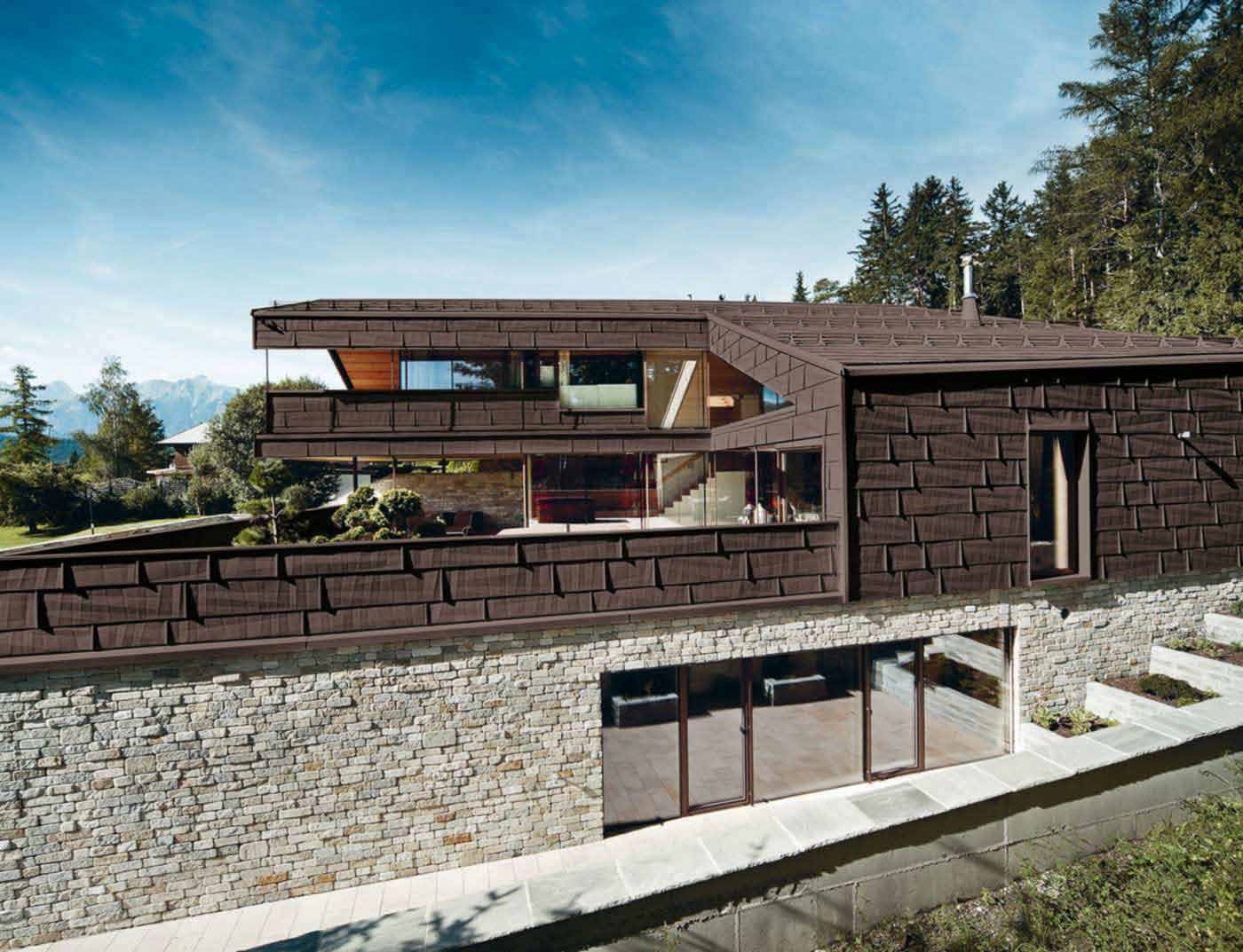 Referentni objekti PREFA Fasadni sustavi Fasadni panel FX.12 11 P.10 orah smeđa